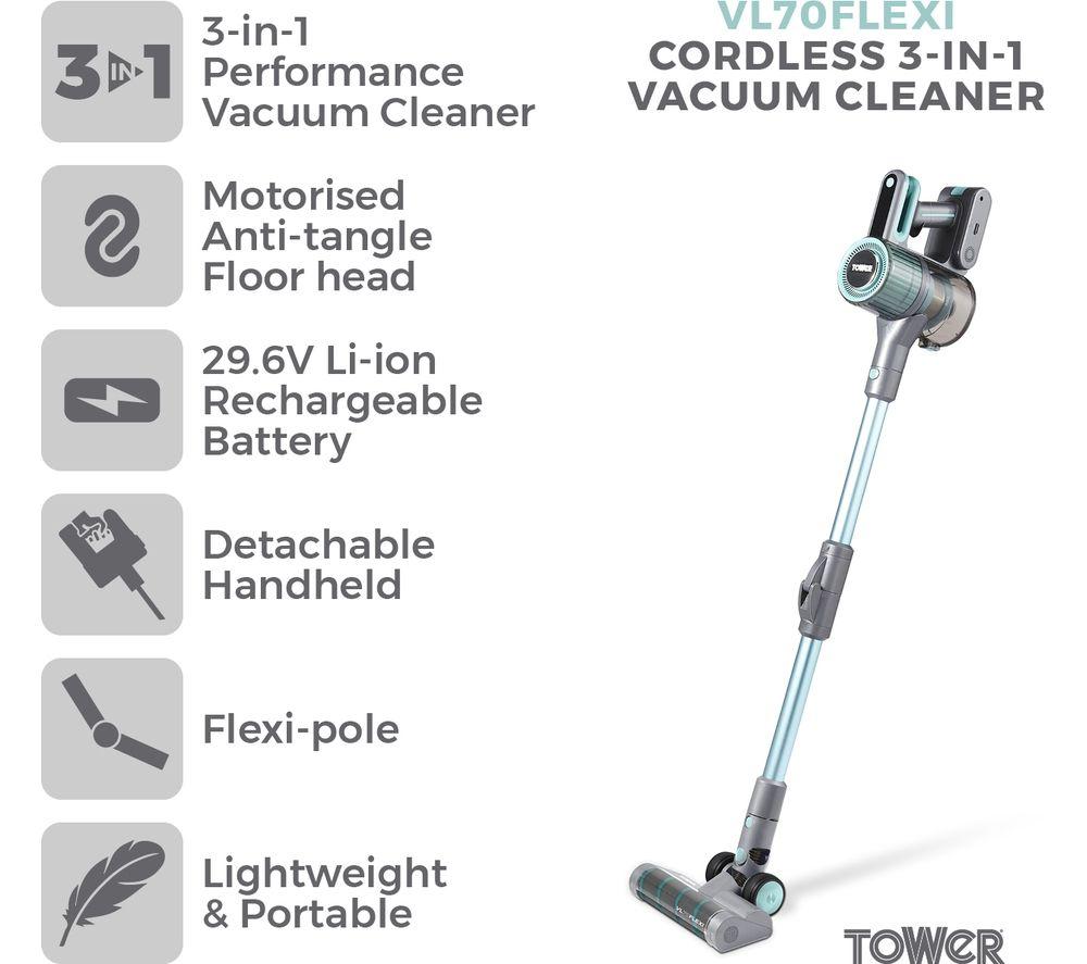 Aspiradora sin cable TOWER Flexi 3 en 1 VL70 - Aqua y Plata