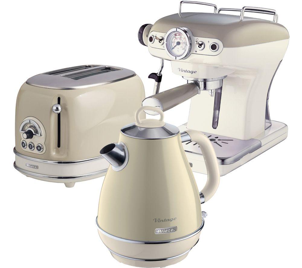 ARIETE Vintage ARPK4 Coffee Machine, Toaster & Kettle Bundle - Beige