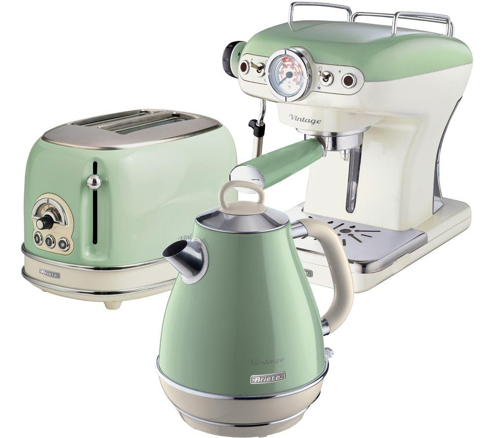 ARIETE Vintage ARPK5 Coffee Machine, Toaster & Kettle Bundle - Green