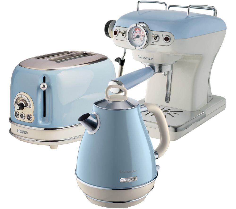 ARIETE Vintage ARPK6 Coffee Machine, Toaster & Kettle Bundle - Blue