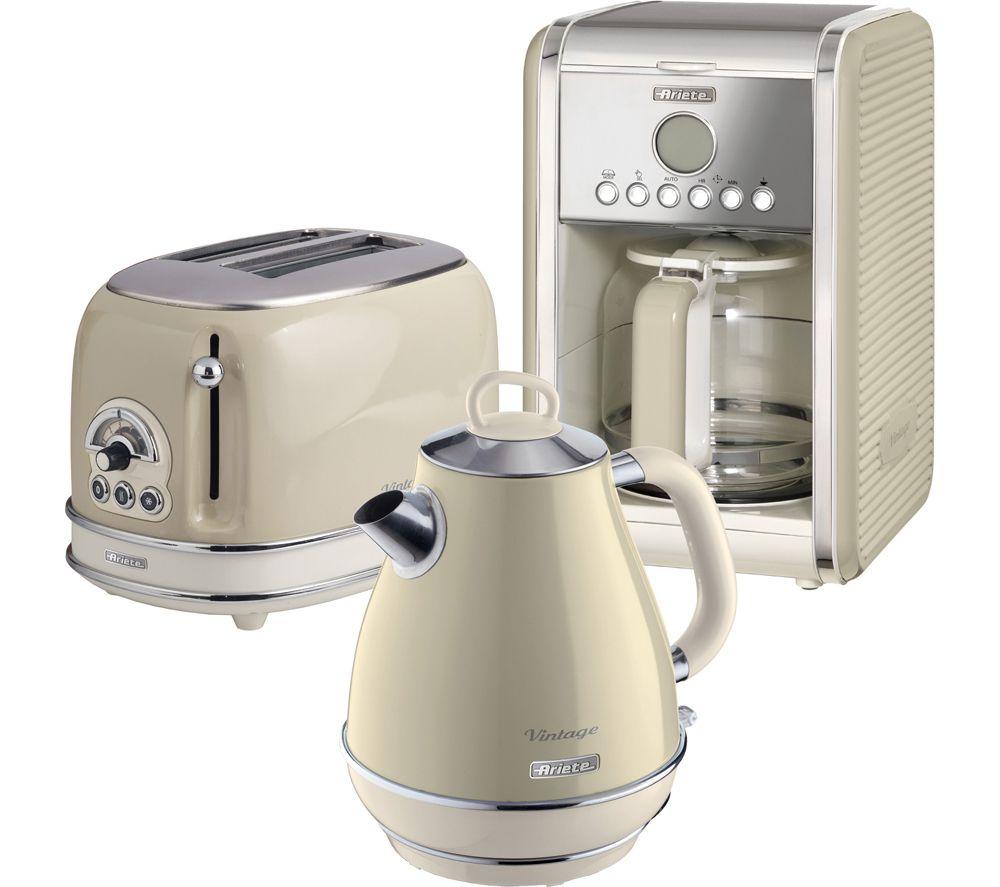 ARIETE Vintage ARPK7 Coffee Machine, Toaster & Kettle Bundle - Beige
