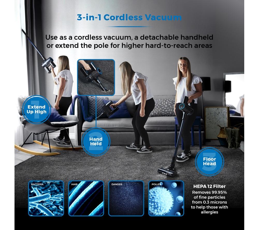 TOWER Optimum 3-in-1 VL100 Cordless Vacuum Cleaner - Blue & Black