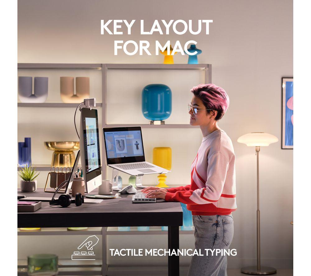 Teclado inalámbrico silencioso con respuesta táctil Logitech MX Mechanical Mini para Mac - Gris pálido