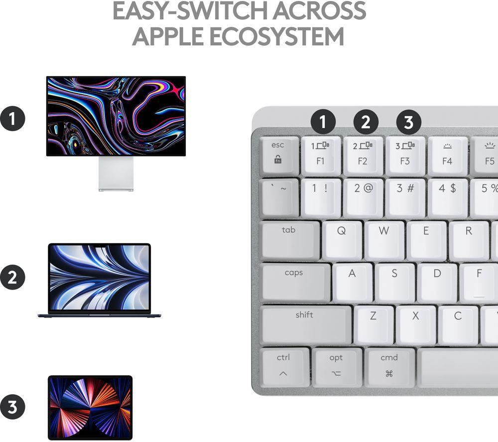 Teclado inalámbrico silencioso con respuesta táctil Logitech MX Mechanical Mini para Mac - Gris pálido