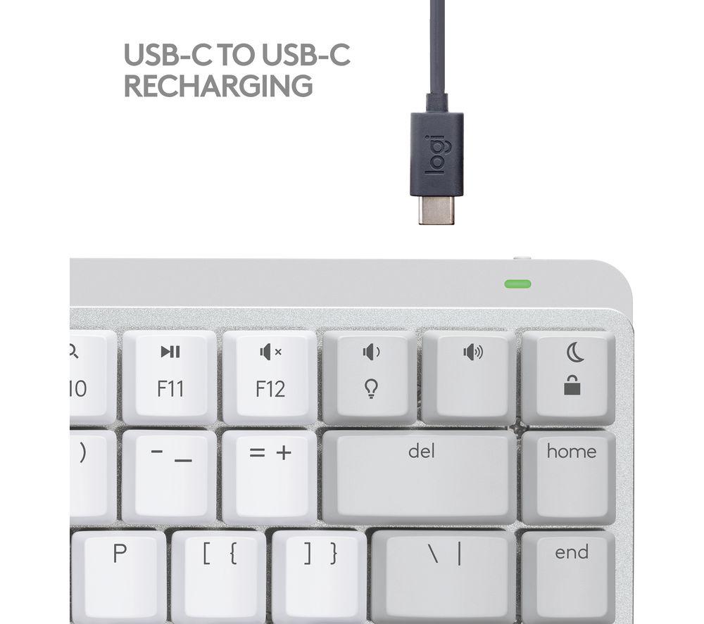 Teclado inalámbrico silencioso con respuesta táctil Logitech MX Mechanical Mini para Mac - Gris pálido