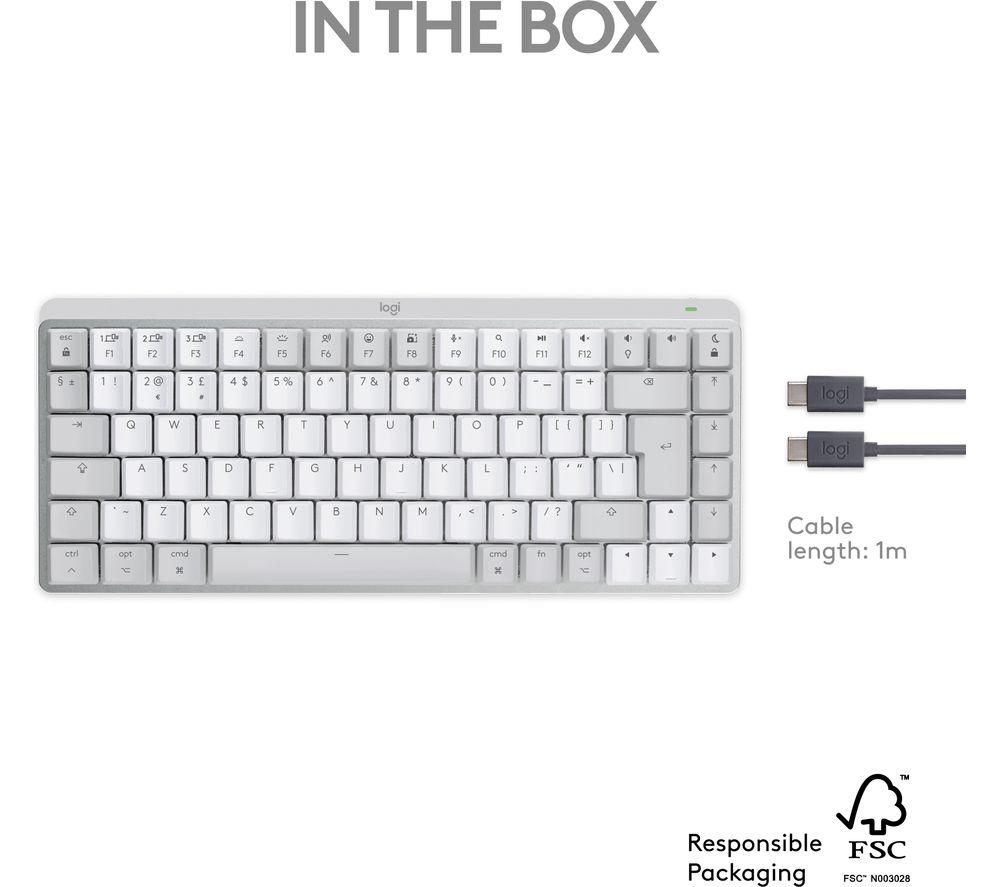 Teclado inalámbrico silencioso con respuesta táctil Logitech MX Mechanical Mini para Mac - Gris pálido