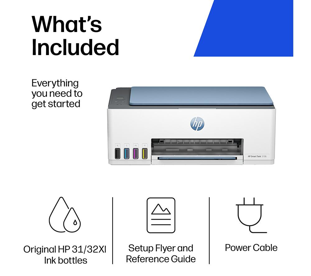 HP Smart Tank 5106 All-in-One Wireless Tank Printer | Home or Office | Up to 3 years of Ink included