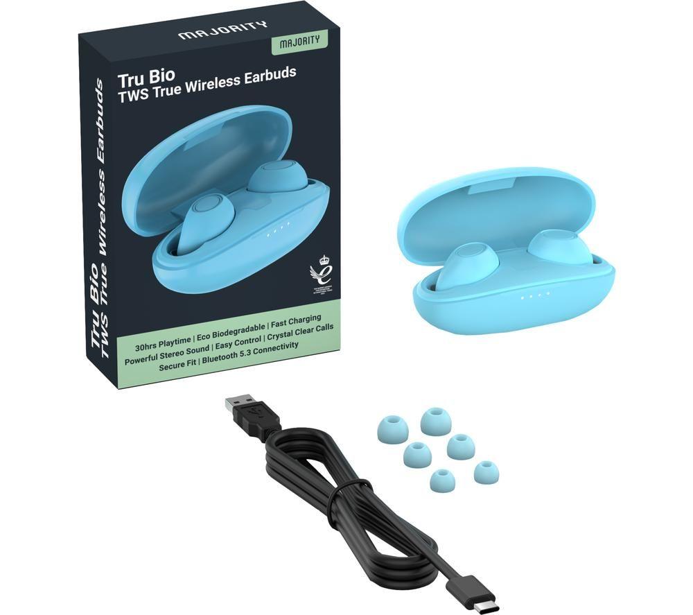 MAJORITY Tru Bio Wireless Bluetooth Earbuds - Blue