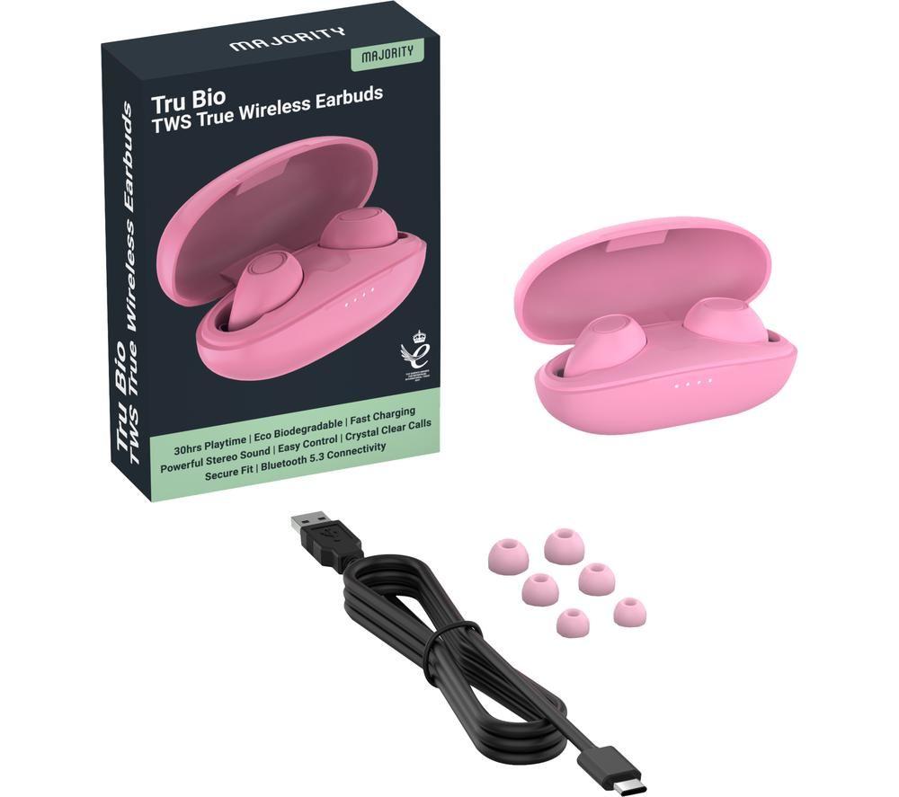 MAJORITY Tru Bio Wireless Bluetooth Earbuds - Pink
