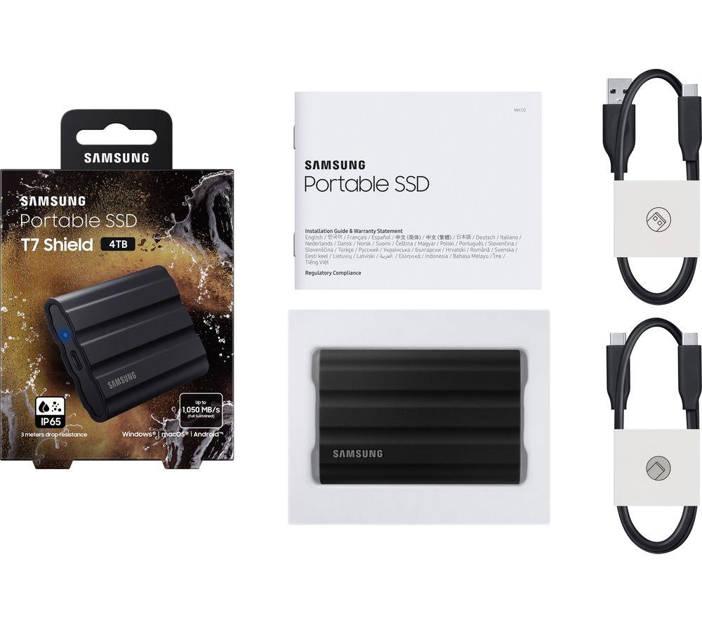 SAMSUNG T7 Shield External SSD - 4 TB, Black