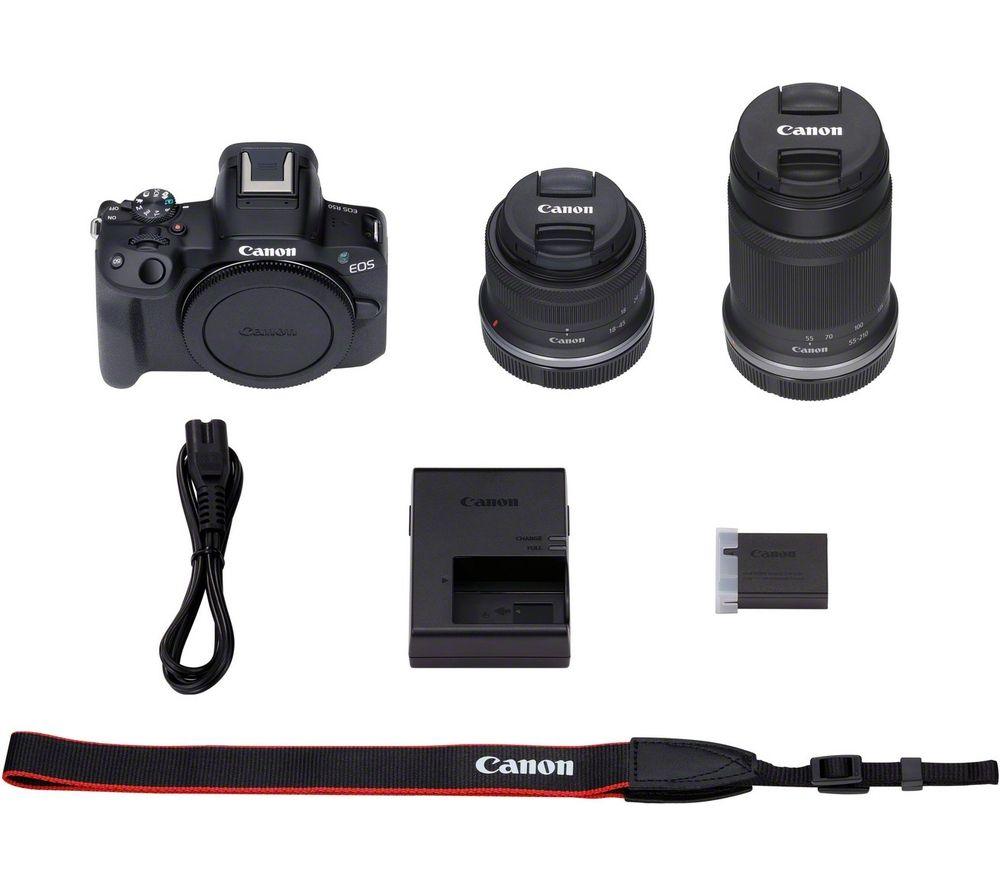 CANON EOS R50 Mirrorless Camera with RF-S 18-45 mm f/4.5-6.3 IS STM & 55-210 mm f/5-7.1 IS STM Lens