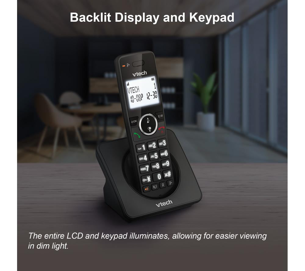 VTECH ES2002 Cordless Phone - Triple Handsets, Black