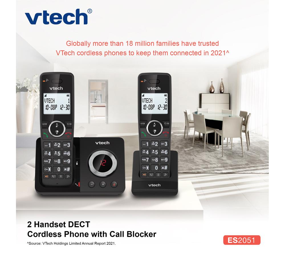 VTECH ES2051 Cordless Phone - Twin Handsets, Black