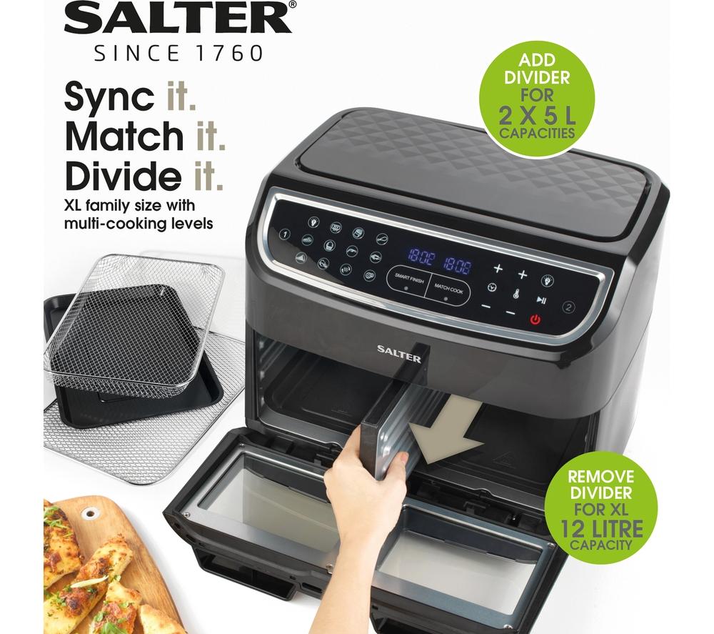 SALTER Freidora de Aire Dual View XL EK5668GW de 12 litros – Negra