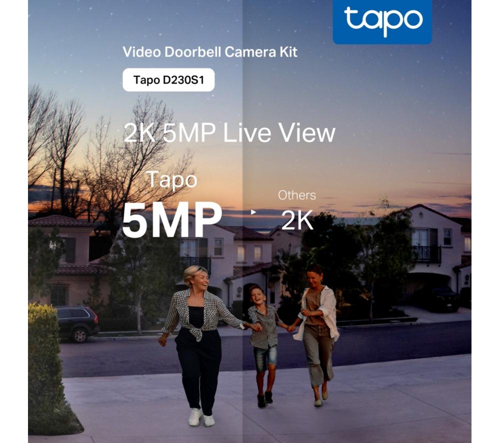 TP-LINK Tapo D230S1 2K 5 MP WLAN Video Türklingel mit Glocke – Weiß
