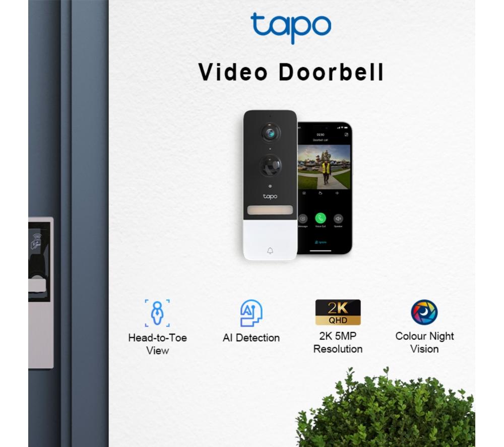 TP-LINK Tapo D230S1 2K 5 MP WLAN Video Türklingel mit Glocke – Weiß