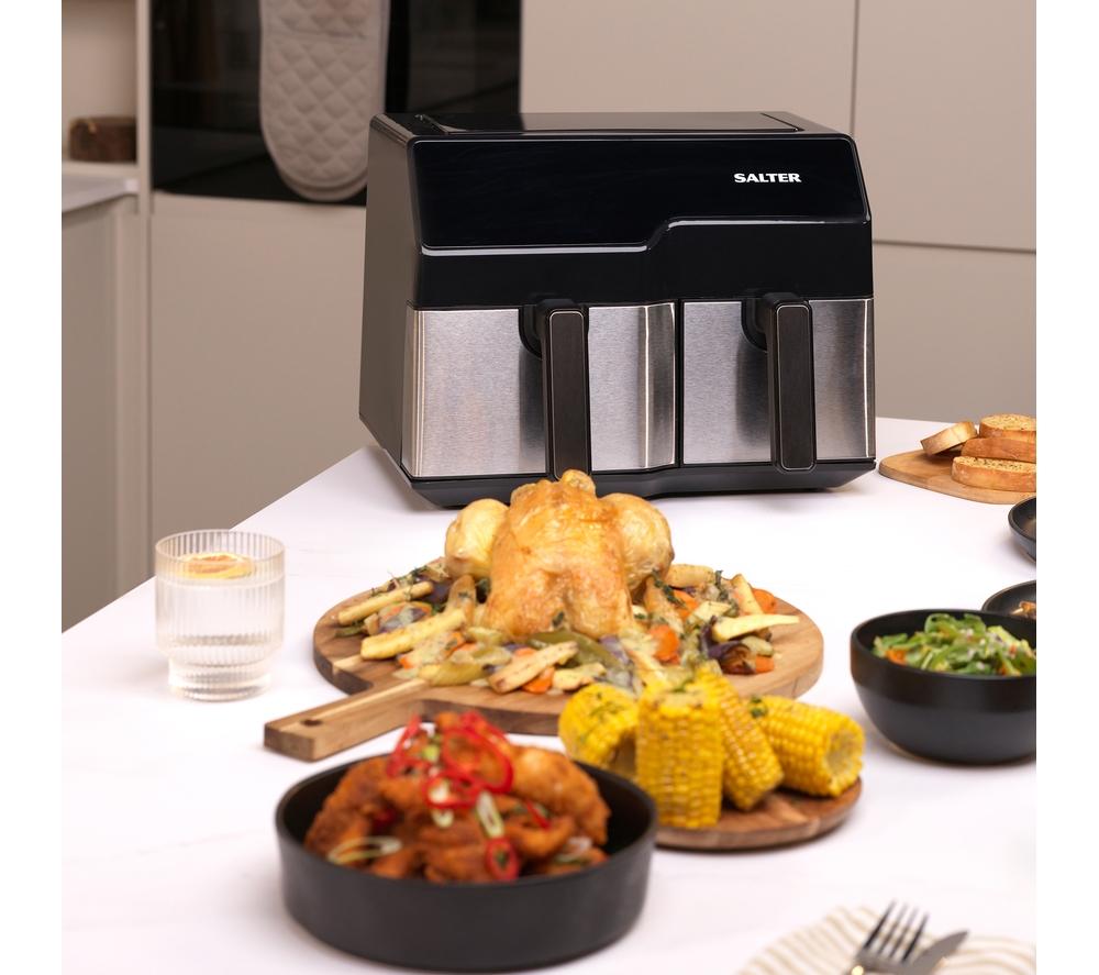 SALTER EK5729 9L Dual Air Fryer - Stainless Steel