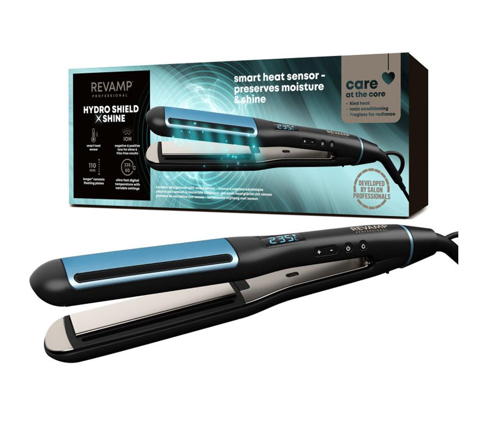REVAMP Hydro Shield X Shine Ceramic Hair Straightener - Black