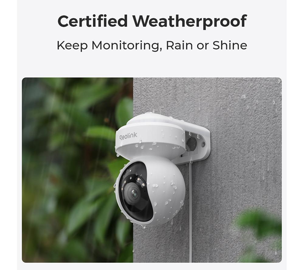 REOLINK E Series 2K+ PTZ Auto Track WiFi Outdoor Security Camera & 64 GB Memory Card - White