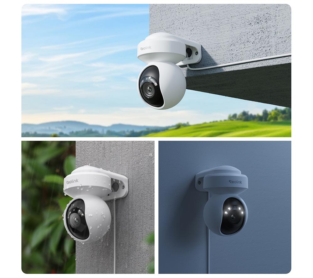 REOLINK E Series 2K+ PTZ Auto Track WiFi Outdoor Security Camera & 64 GB Memory Card - White