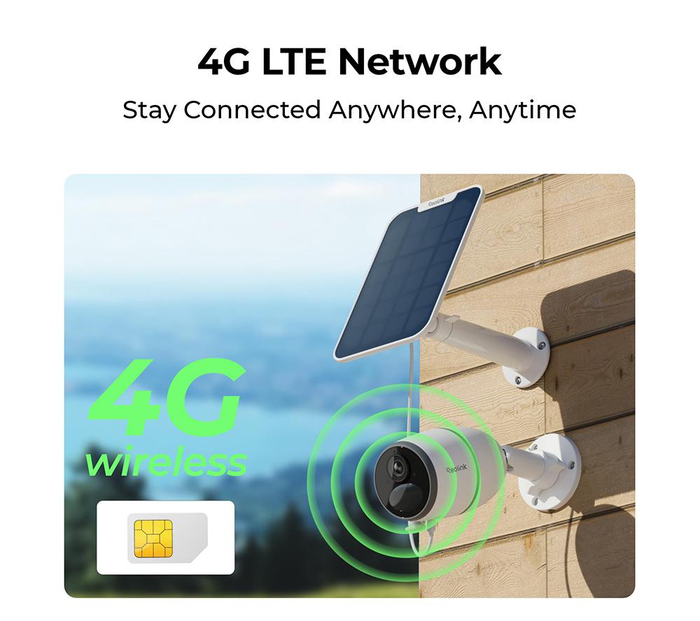 REOLINK Go Series Battery 2K 4G LTE Outdoor Security Camera Kit with Solar Panel & 64 GB Memory Card - White
