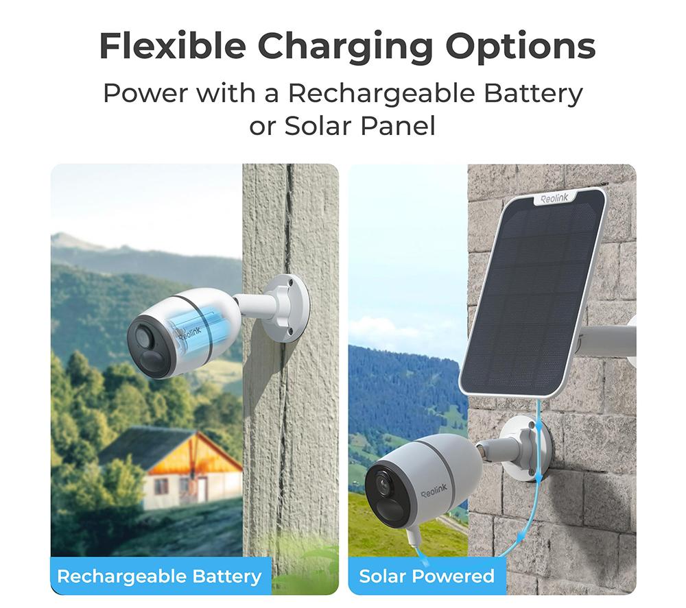 REOLINK Go Series Battery 2K 4G LTE Outdoor Security Camera Kit with Solar Panel & 64 GB Memory Card - White