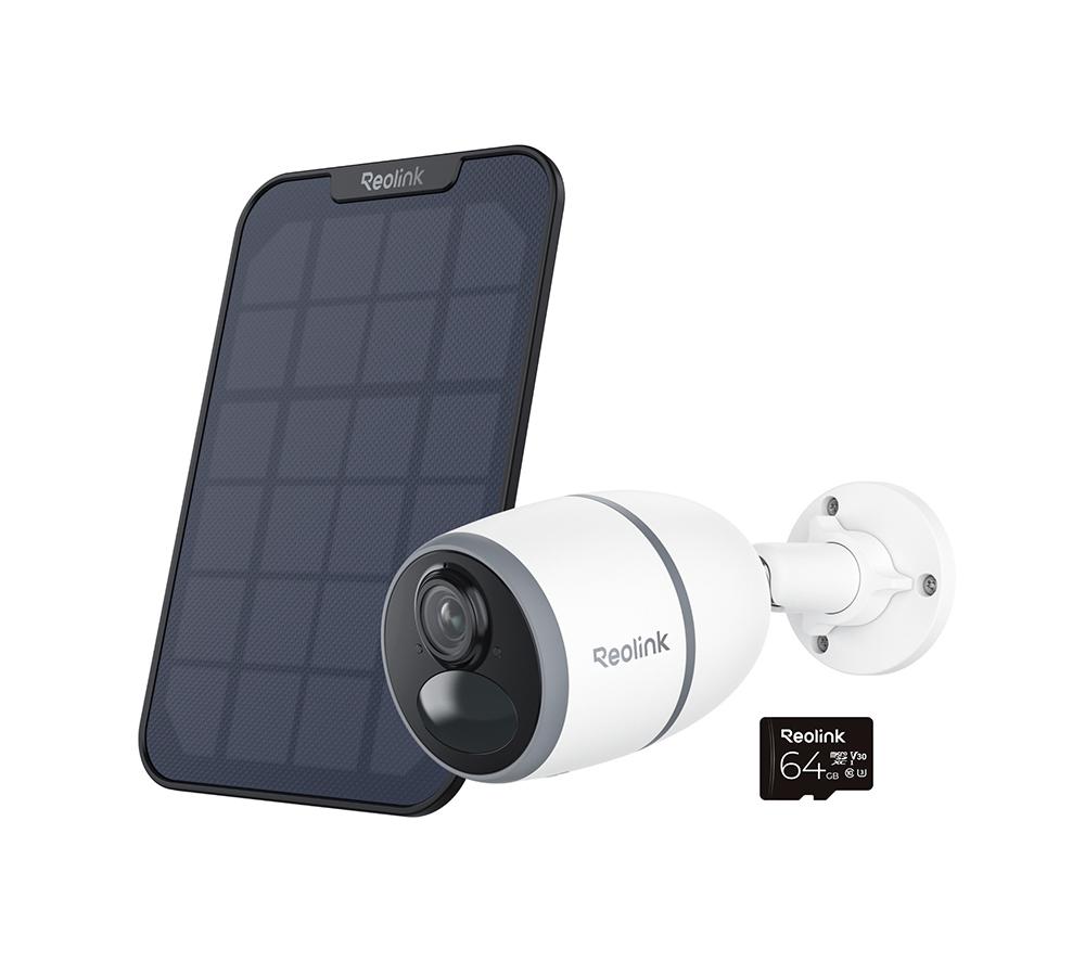 REOLINK Go Series Battery 2K 4G LTE Outdoor Security Camera Kit with Solar Panel & 64 GB Memory Card - White