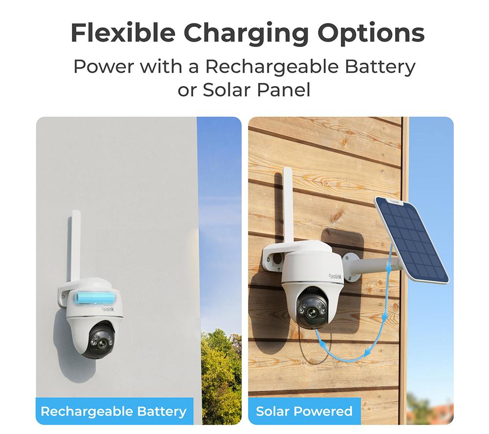 REOLINK Go Series PT Battery 2K 4G LTE Outdoor Security Camera with Solar Panel & 64 GB Memory Card - White