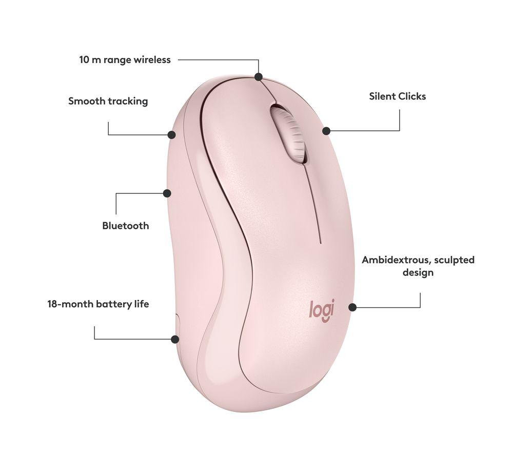 Ratón óptico inalámbrico silencioso LOGITECH M240 - Rosa