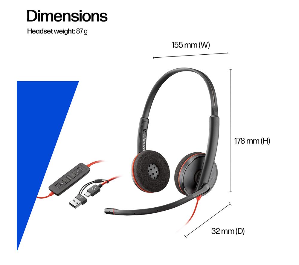 HP POLY Blackwire 3220 Headset - Black