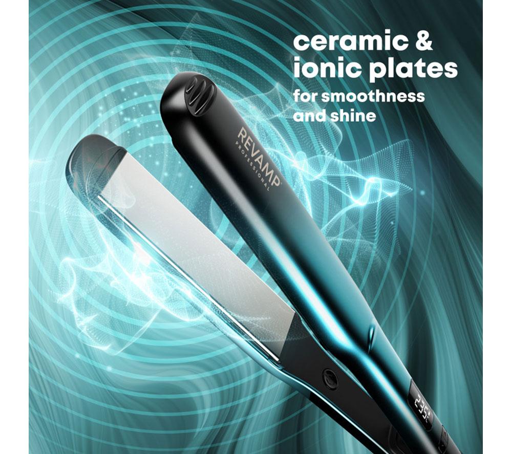 REVAMP Wide Ultra X Shine Ceramic Hair Straightener - Black