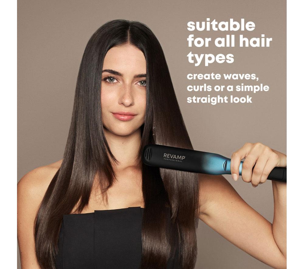 REVAMP Wide Ultra X Shine Ceramic Hair Straightener - Black