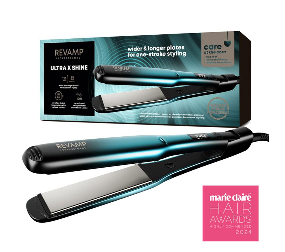 REVAMP Wide Ultra X Shine Ceramic Hair Straightener - Black
