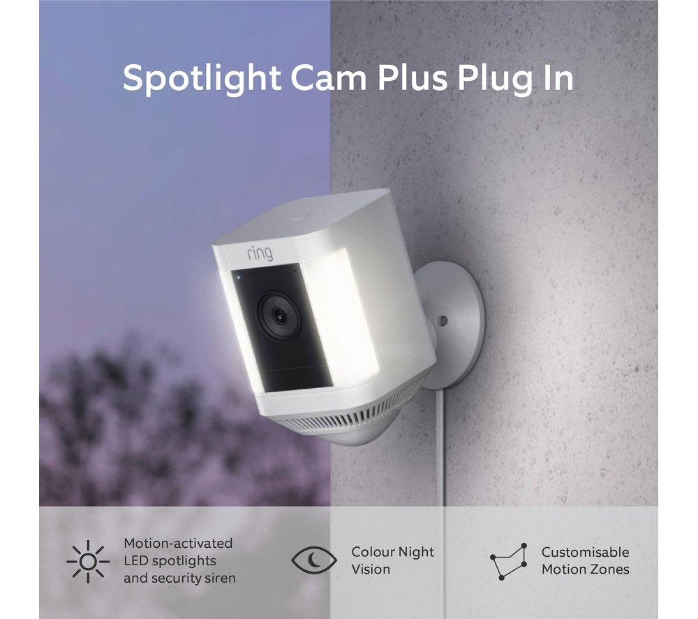 RING Spotlight Cam Plus Plug-In Full HD 1080p WiFi Security Camera - White