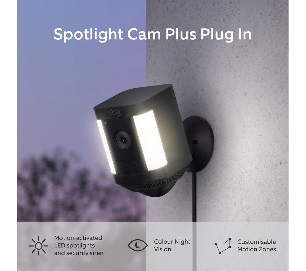 RING Spotlight Cam Plus Plug-In Full HD 1080p WiFi Security Camera - Black
