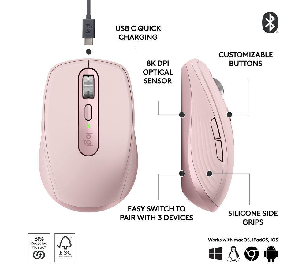 LOGITECH MX Anywhere 3S Wireless Darkfield Mouse - Rose