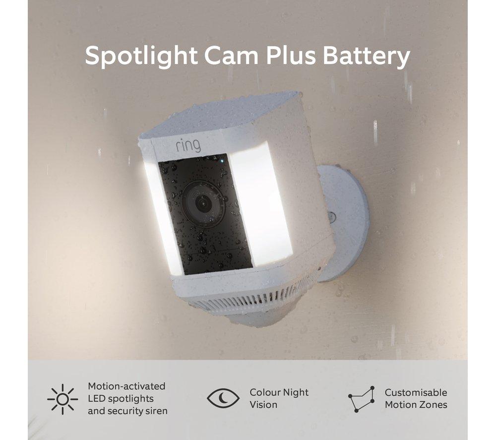 RING Spotlight Cam Plus Battery Full HD 1080p WiFi Security Camera - White
