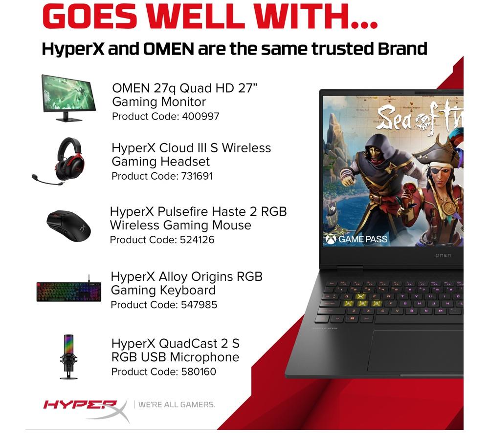 HP OMEN Transcend 16-u0500na Gaming Laptop, RTX 4060, Intel® Core i7, 16" FHD 165 Hz, 1TB SSD