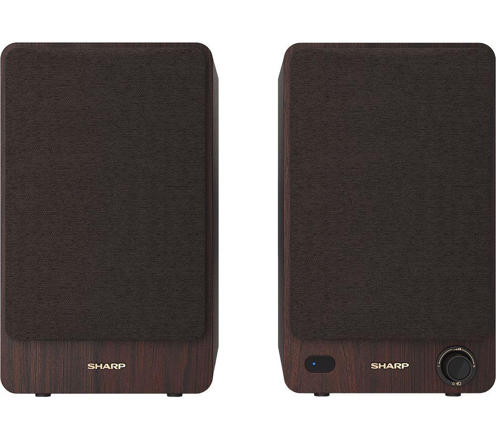 SHARP CP-SS30(BR) Bluetooth Active Bookshelf Monitor Speaker - Brown