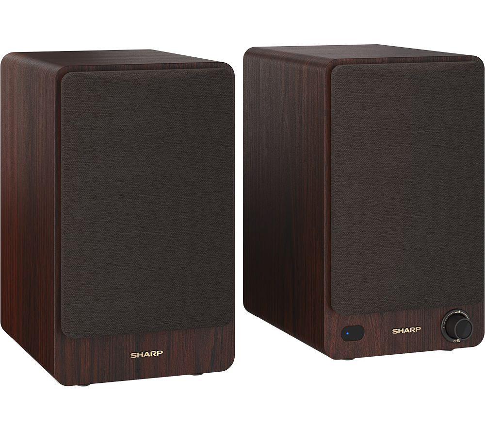 SHARP CP-SS30(BR) Bluetooth Active Bookshelf Monitor Speaker - Brown