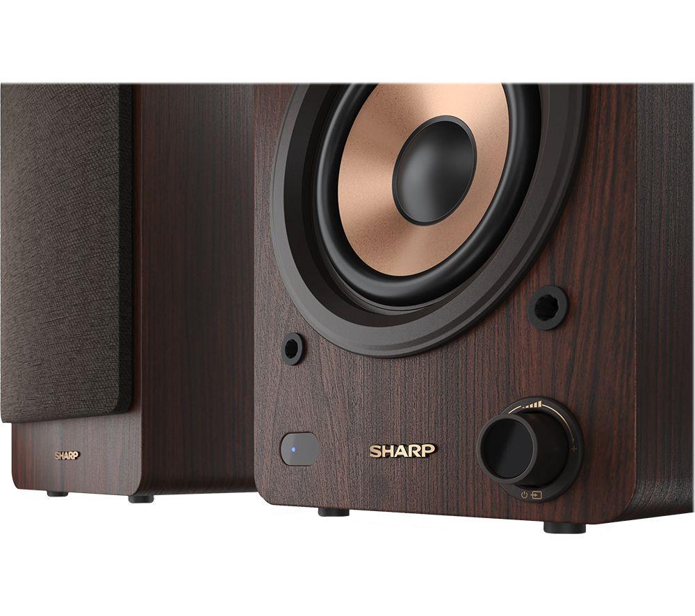 SHARP CP-SS30(BR) Bluetooth Active Bookshelf Monitor Speaker - Brown