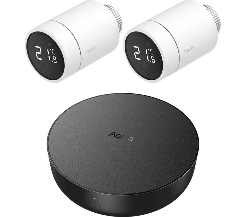 AQARA E1 Wireless Smart Radiator Thermostat Starter Kit with Aqara Smart Hub M2 - Twin Pack