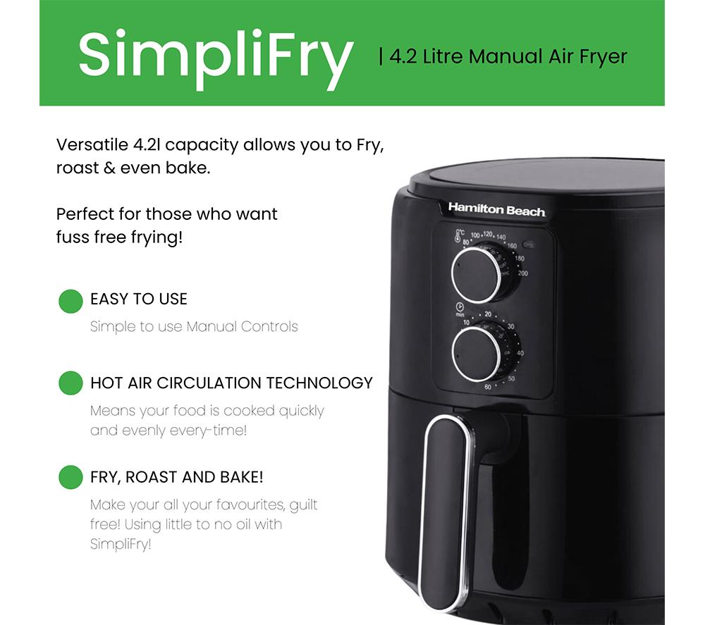 HAMILTON BEACH SimpliFry HB4001 Freidora de aire - Negro