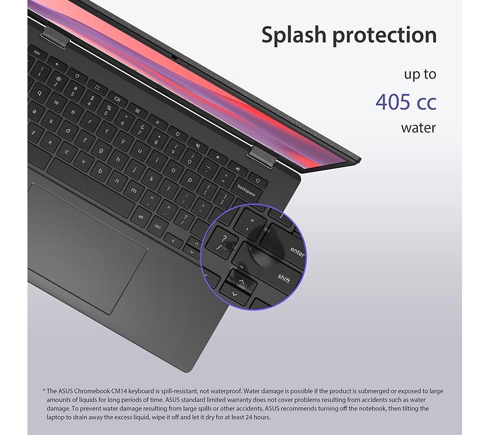 ASUS CM14 Flip 14" 2 in 1 Chromebook - MediaTek Kompanio 520, 128 GB eMMC, Grey