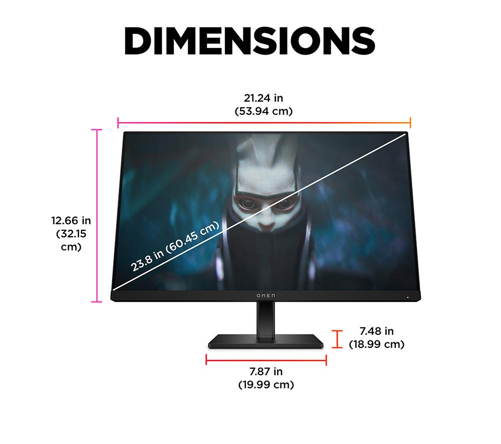 HP OMEN 24 Gaming Monitor, 24" FHD 165 Hz, IPS LCD - Black