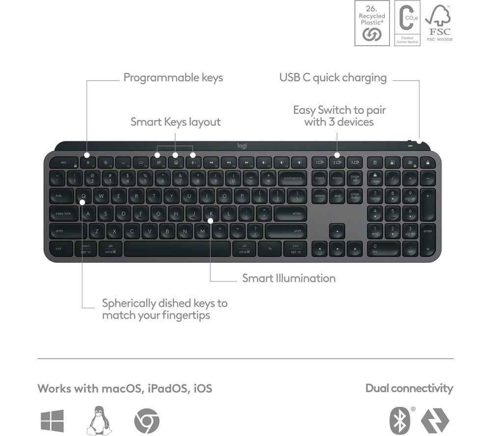Teclado inalámbrico Logitech MX Keys S Plus - Negro