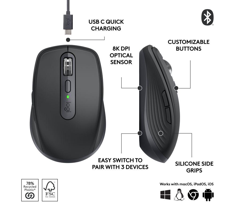 Ratón inalámbrico Logitech MX Anywhere 3S Darkfield - Grafito