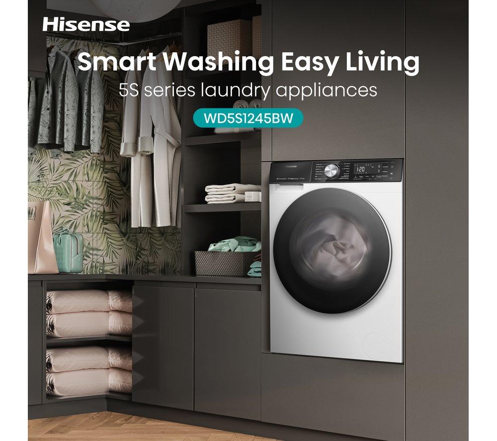 HISENSE Serie 5S Lavadora Secadora con Dosificación Automática WD5S1245BW con WiFi de 12 kg - Blanca