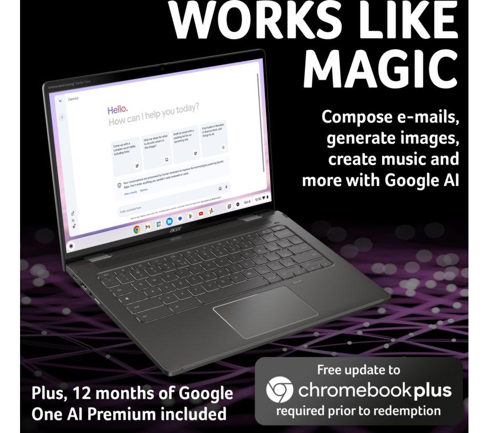 ACER Spin 714 14" 2 in 1 Chromebook - Intel® Core™ i3, 256 GB SSD, Grey
