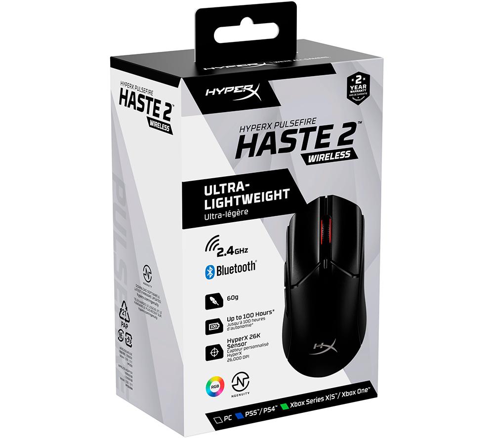 HYPERX Pulsefire Haste 2 Kabellose Gaming-Maus | RGB | Programmierbare Tasten – Schwarz